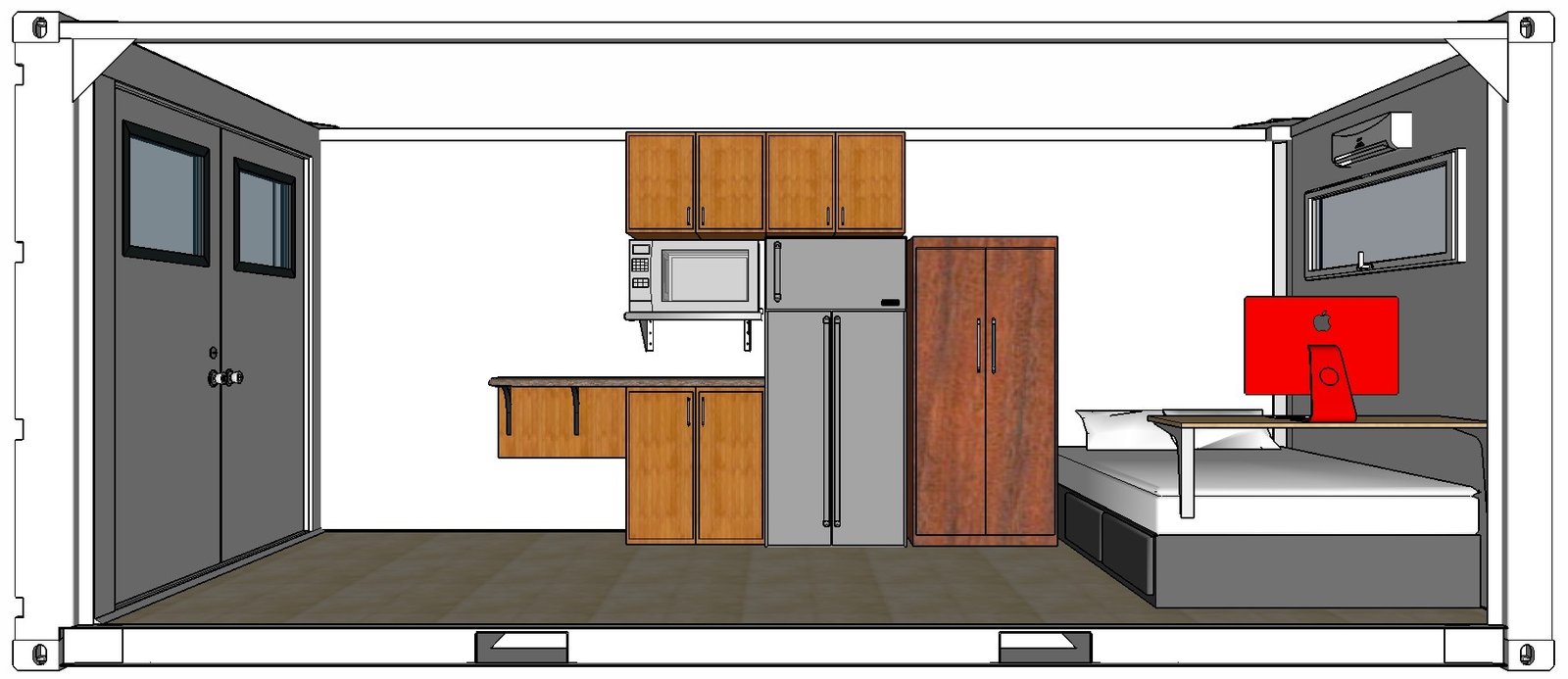 A 20-foot container converted into a small home