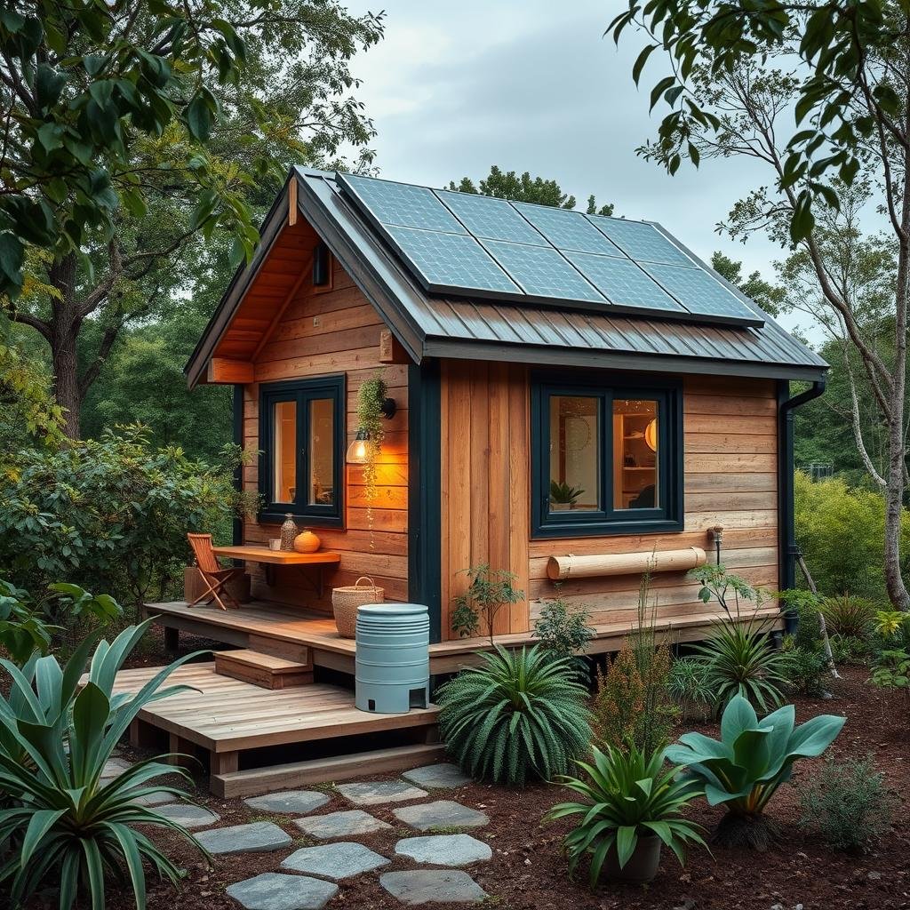 Eco-friendly tiny home with solar panels Eco-friendly tiny home with solar panels