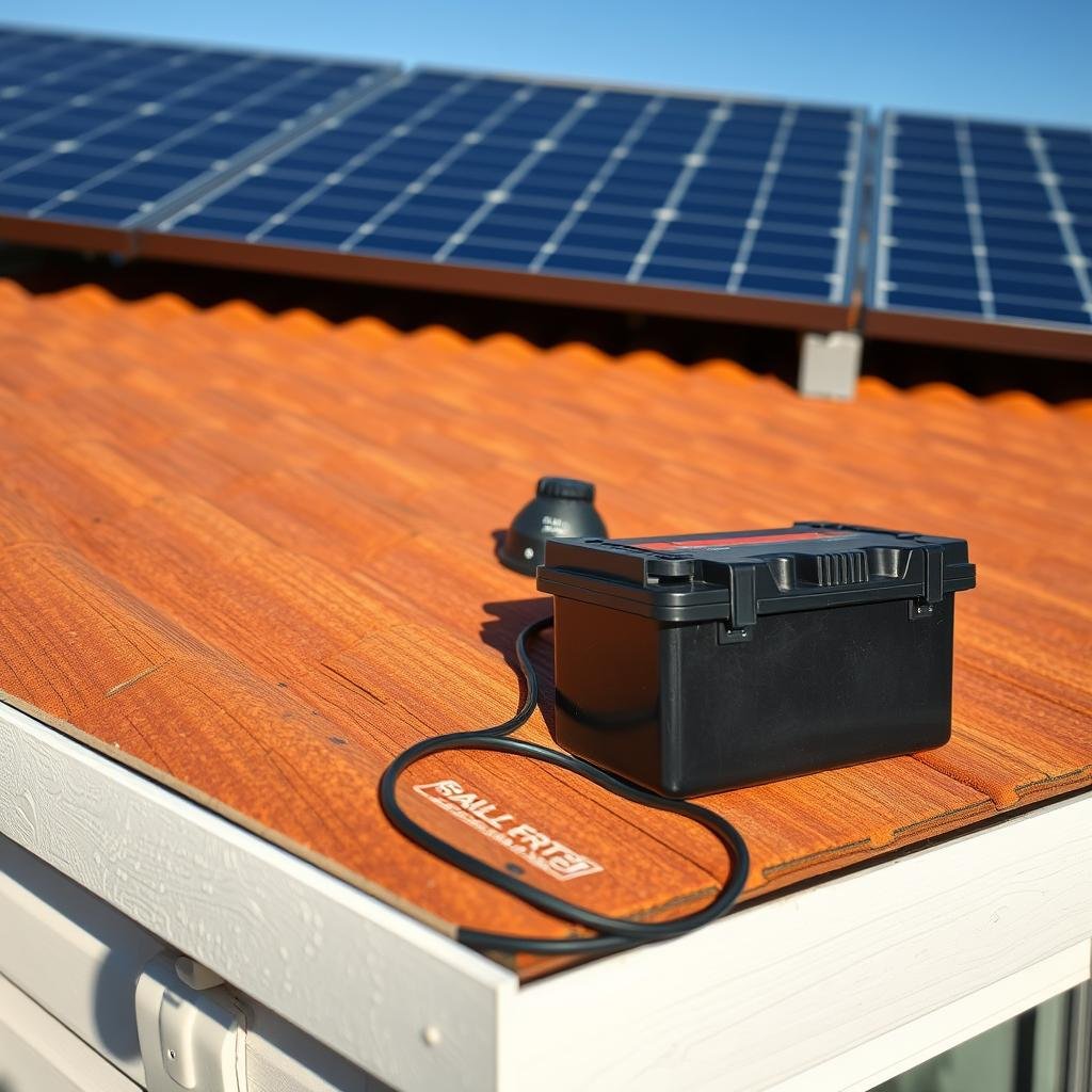 Solar panel system on tiny home roof Solar panel system on tiny home roof