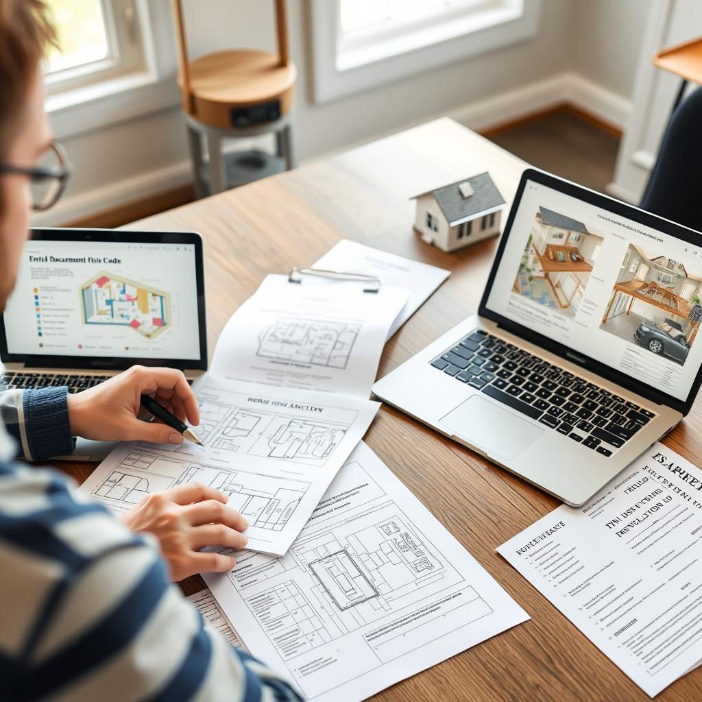 Person reviewing building codes and permits for tiny home installation